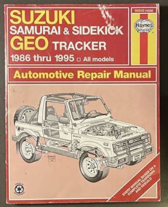 Read Online Suzuki Samurai Sidekick And Geo Tracker Automotive Repair Manual 