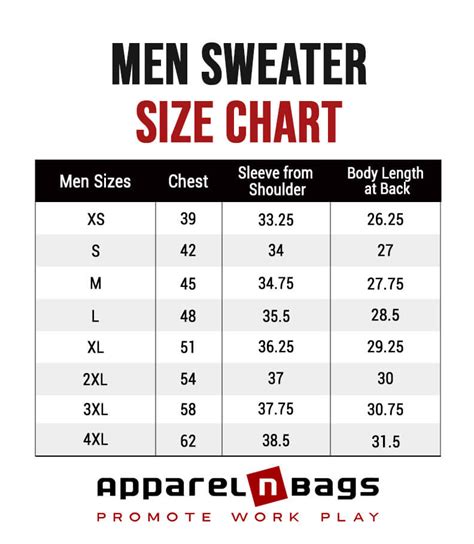 Sweater Size Chart For Men