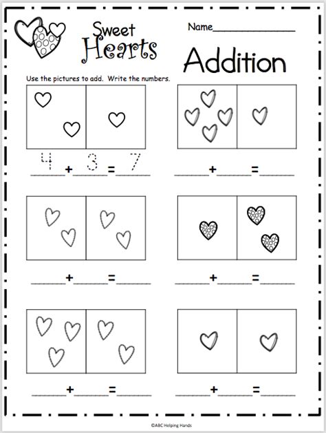 Sweet Heart Addition Worksheet Made By Teachers Adding Hearts Worksheet Kindergarten - Adding Hearts Worksheet Kindergarten
