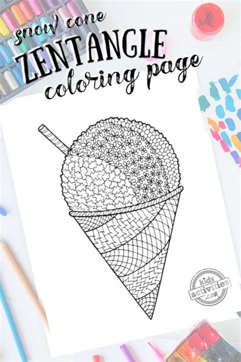 Sweet Zentangle Snow Cone Coloring Page Kids Activities Snow Cone Coloring Pages - Snow Cone Coloring Pages