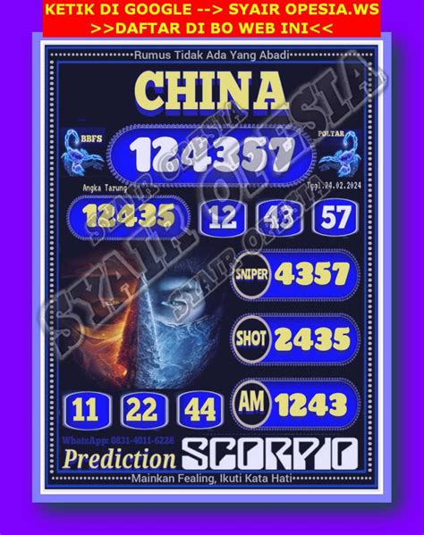 SYAIR CHINA HARI INI - Juragan Prediksi - Forum Prediksi Syair HK-SGP-SDY