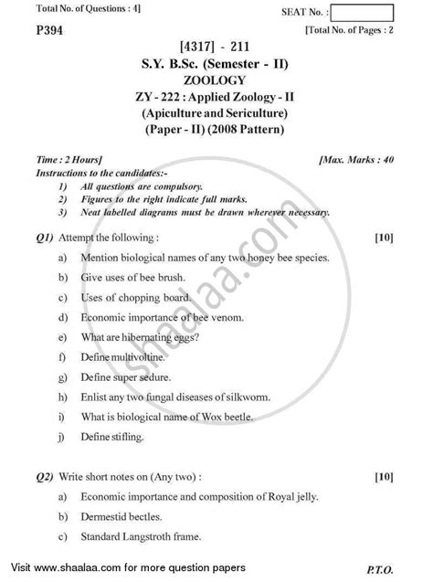 Full Download Sybsc Zoology Question Papers Pune University 