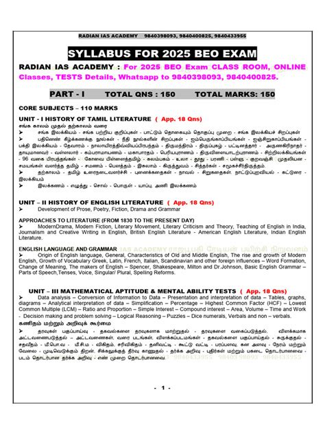 Syllabus For Beo Exam