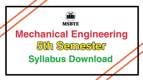 Download Syllabus For Diploma In Mechanical Engineering 5Th Semester 