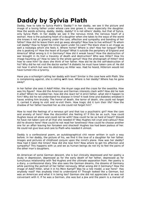 Sylvia Plath Daddy Interpretation