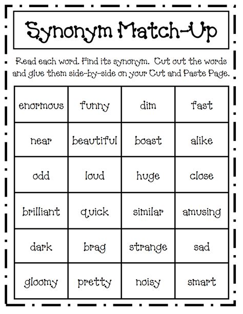 Synonym Match Interactive Worksheet Education Com 2nd Grade Synonym Worksheet - 2nd Grade Synonym Worksheet