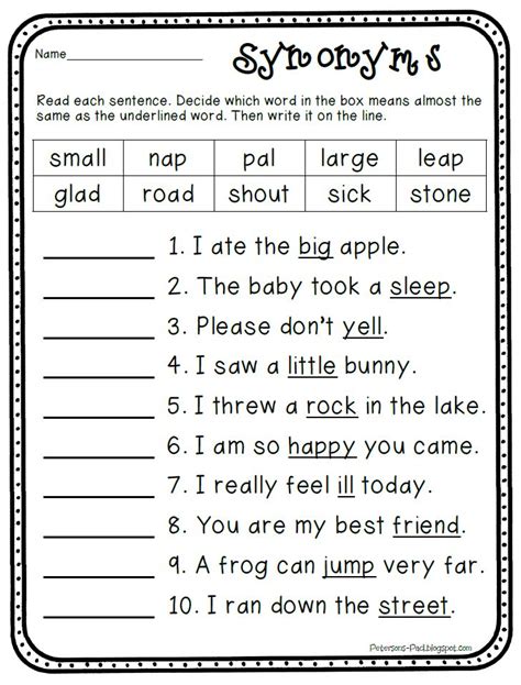 Synonyms 1st Grade 2nd Grade Reading Worksheet Greatschools First Grade Synonyms List - First Grade Synonyms List