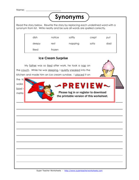 Synonyms And Antonyms Worksheets Super Teacher Worksheets Synonyms Worksheet   Kindergarten - Synonyms Worksheet - Kindergarten
