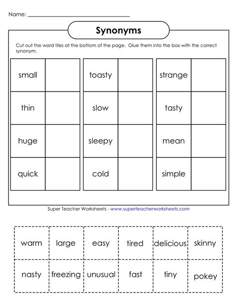Synonyms And Antonyms Worksheets That Helps Build Vocabulary Synonym Worksheets First Grade - Synonym Worksheets First Grade