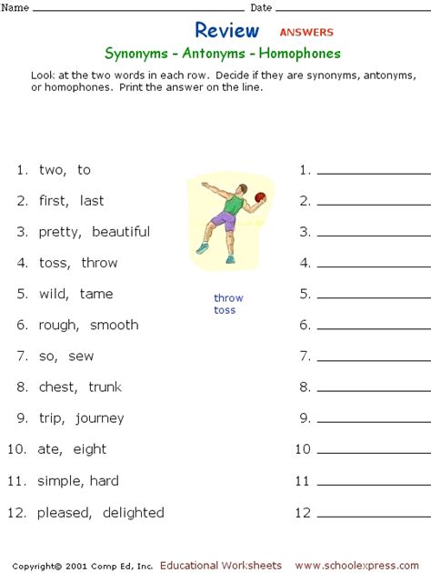 Synonyms Antonyms And Homonyms Worksheets Handouts And Printable Synonym Worksheet 9th Grade - Synonym Worksheet 9th Grade