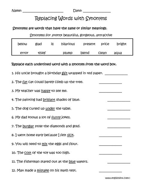 Synonyms Grade 9 Worksheets Synonym Worksheet 9th Grade - Synonym Worksheet 9th Grade