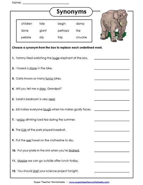Synonyms Interactive Exercise For Grade 5 Live Worksheets Synonyms For Worksheet - Synonyms For Worksheet