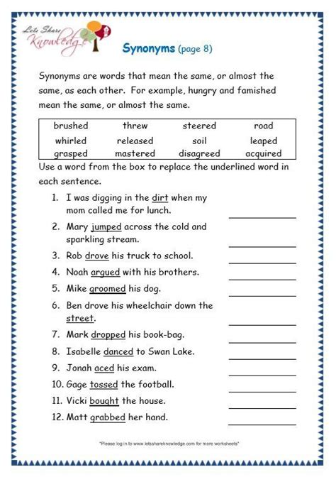 Synonyms Worksheet For Grade 3 Free Geeksforgeeks Synonyms Worksheet For 3rd Grade - Synonyms Worksheet For 3rd Grade