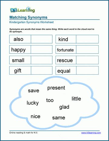 Synonyms Worksheets K5 Learning Synonyms Worksheets For 4th Grade - Synonyms Worksheets For 4th Grade