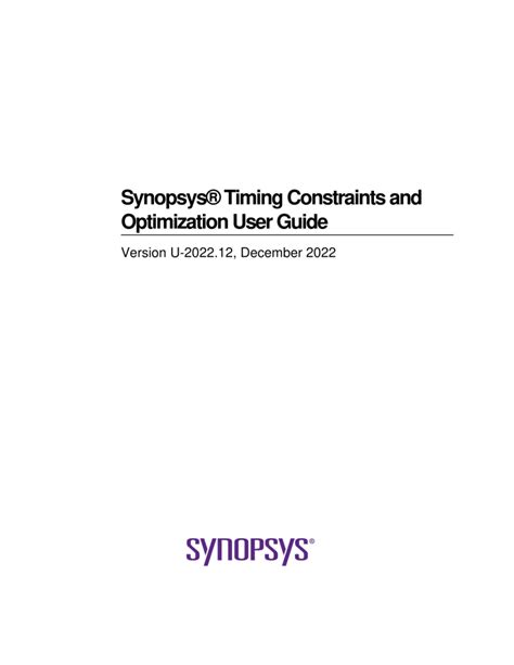 synopsys timing constraints and optimization user guide