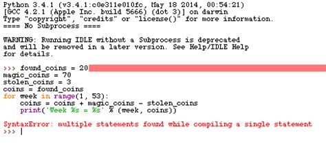 syntaxerror multiple statements found while compiling a
