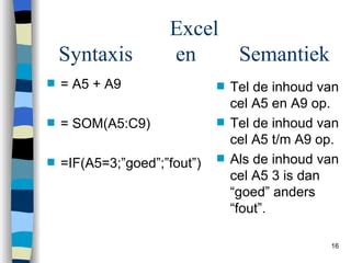 syntaxis betekenis excel