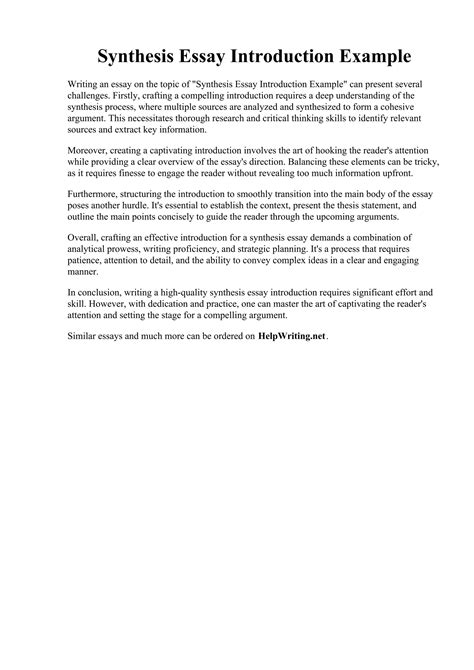 synthesis essay introduction example