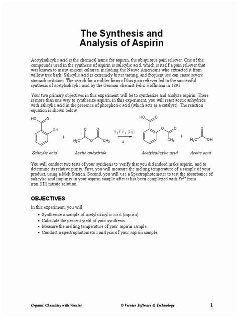 Read Synthesis Of Aspirin Pre Lab Answers 
