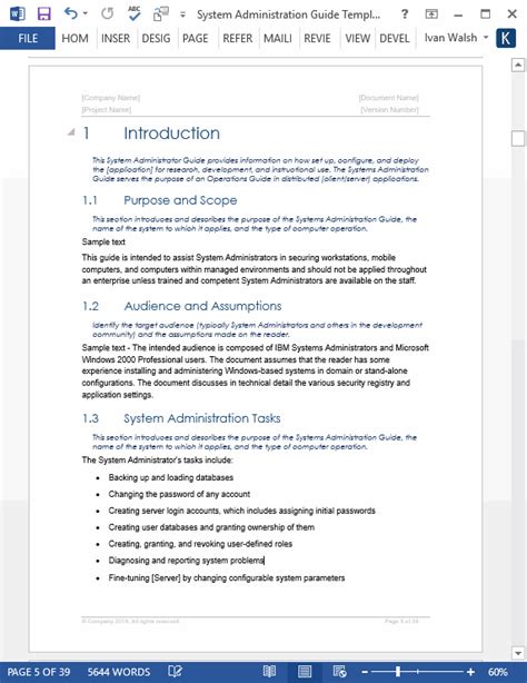 Download System Administration Guide Template 