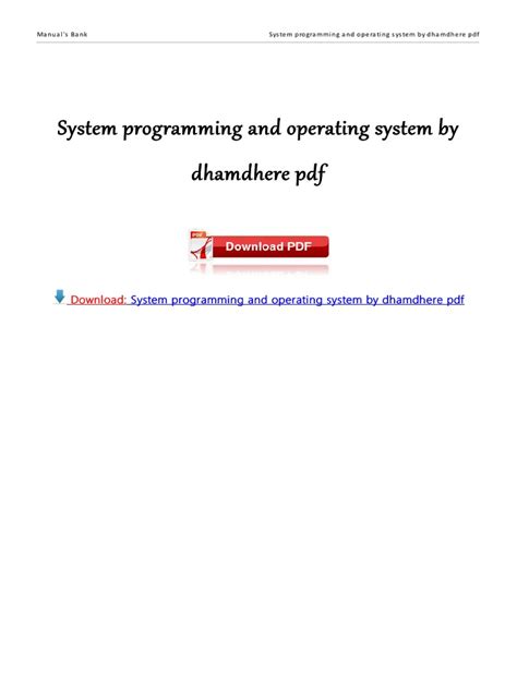 Download System Programming And Operating Dhamdhere Answers 