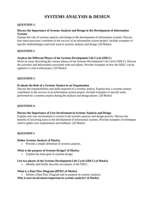 Systems Analysis And Design Final Exam Questions