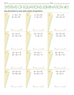Systems Of Equations Elimination Worksheet
