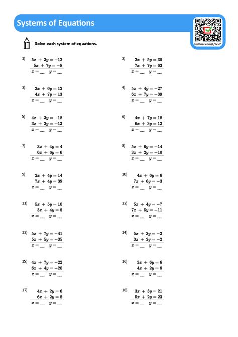 Systems Of Equations Worksheet