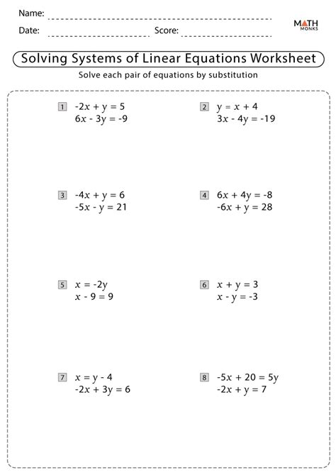 Systems Of Linear Equations Worksheet Answers