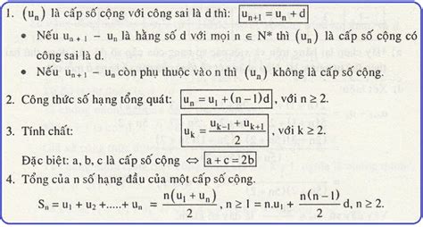 tổng cấp số cộng | Cc cng thc v cp s cng