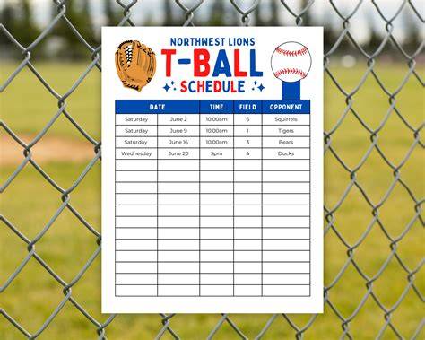 t ball schedule template