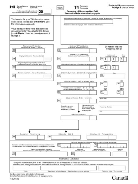 T4 Summary Fillable
