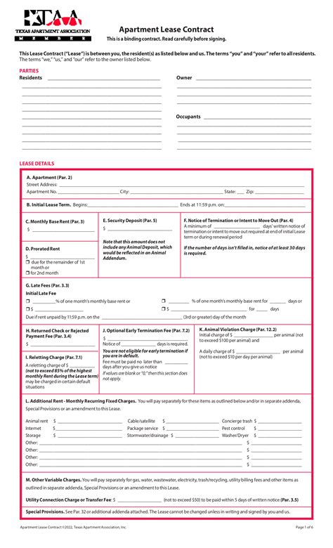 Taa Lease Contract
