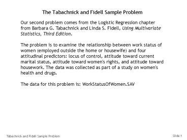Tabachnick And Fidell 2007