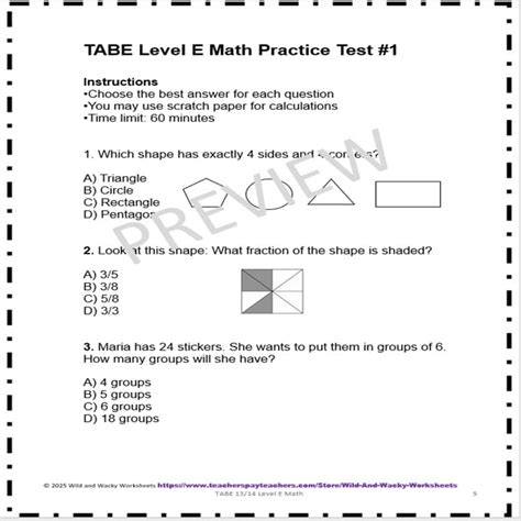 Tabe Practice Test