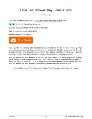 Tabe Test Answer Key Form 9 Level