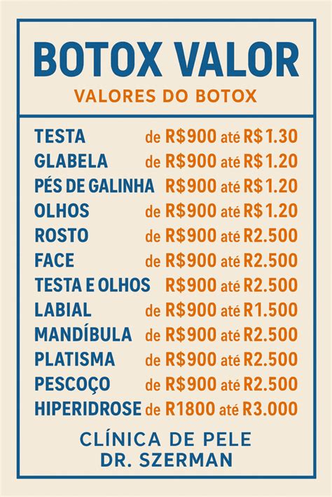 Tabela De Preços Botox