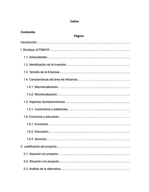 tabla de contenido de un proyecto - montedidio.it