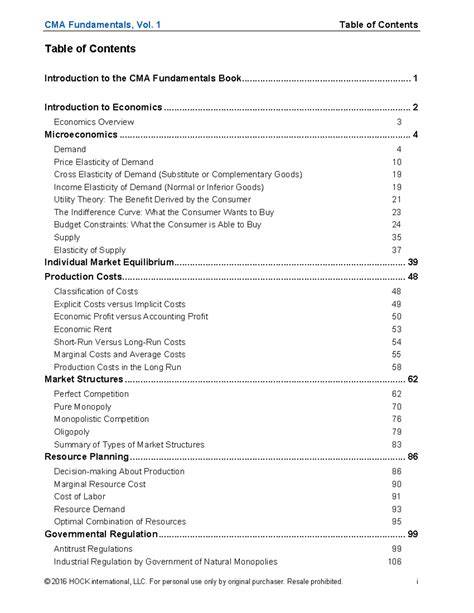 table of contents hock cma and cia exam prep and review