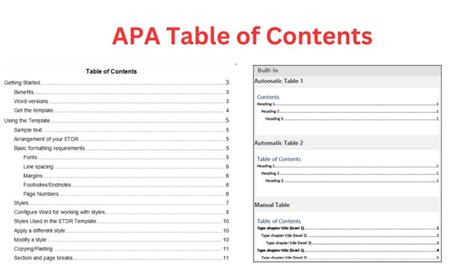 Read Table Of Contents For Apa Paper 