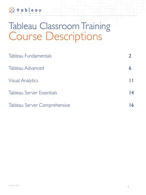 Tableau Classroom Training Course Descriptions Amazon S3