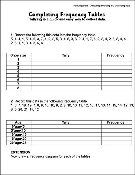 Tables 8211 Askworksheet Frequency Table Worksheets 6th Grade - Frequency Table Worksheets 6th Grade