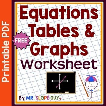 Tables Equations And Graphs Conversion Worksheet Free Tpt Tables Graphs And Equations Worksheet - Tables Graphs And Equations Worksheet