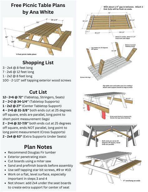 tables with plans and complete instructions for 1