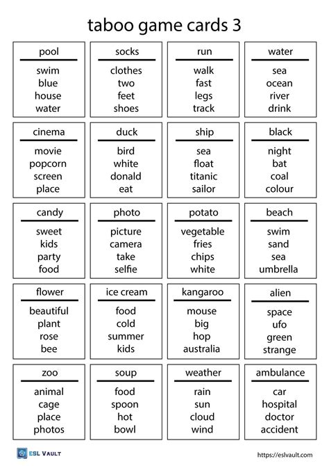 Taboo Cards