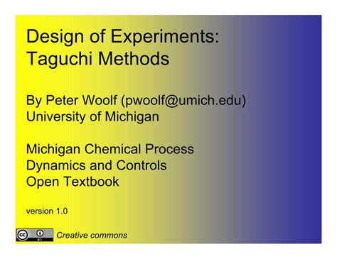 Full Download Taguchi Methods In Experimental Design Ting Kong The 