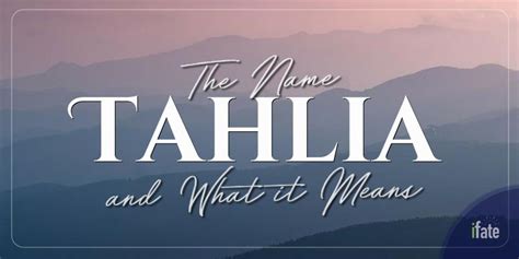 tahlia meaning of name
