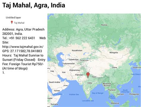 Taj Mahal Map