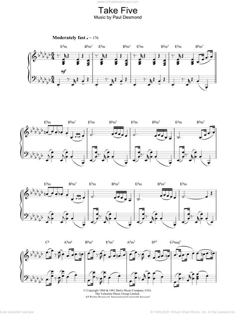 take 5 piano sheet music Download and print in pdf or midi free sheet