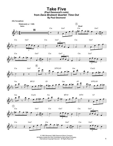 Take Five Alto Sax Sheet Music